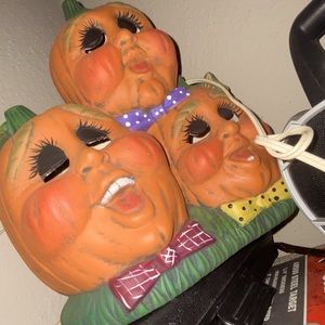Light up ceramic pumpkin decor